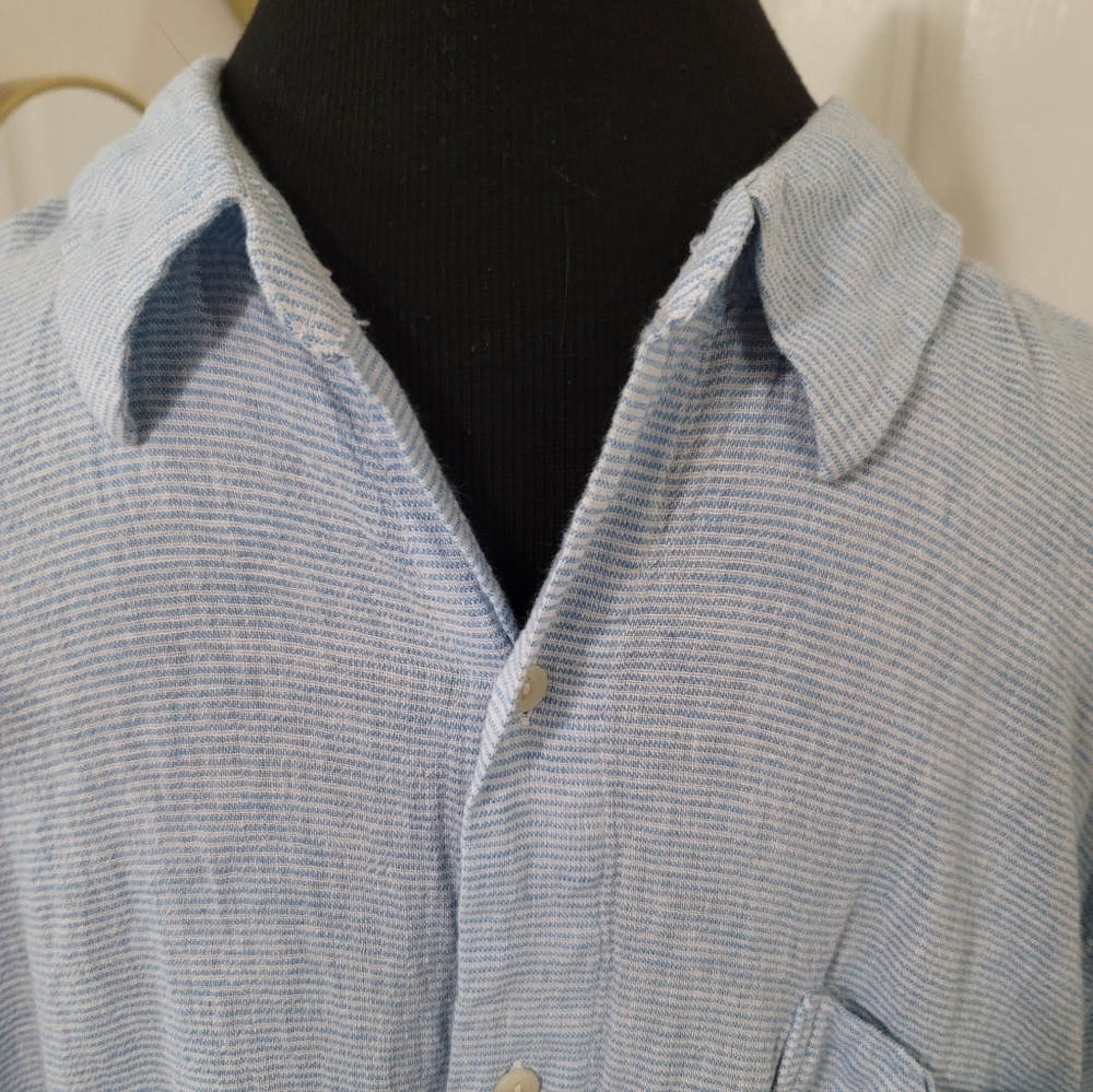 Chaps Coastland Wash Button Down Size 3XLT Linen Blend
